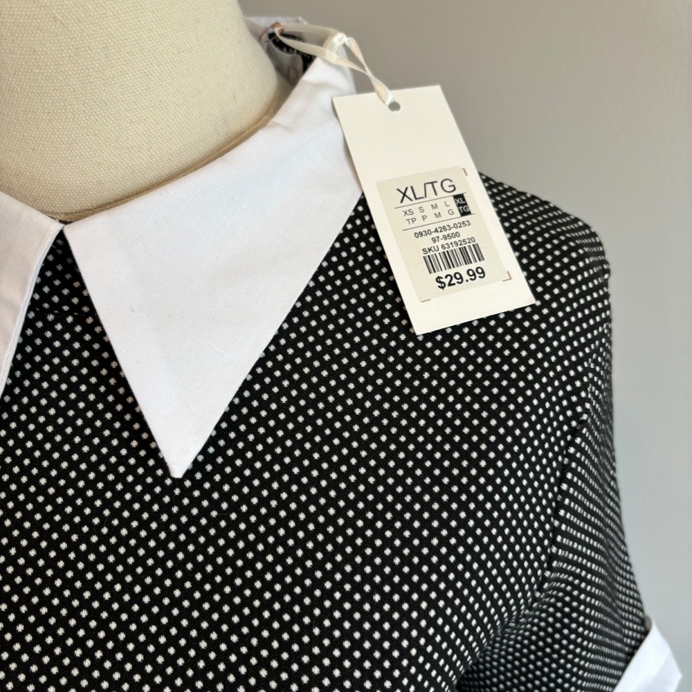 Revamped Dress Collection Polka Dot, Collared Dress, Black and white, SZ XL, NWT - Picture 3 of 9